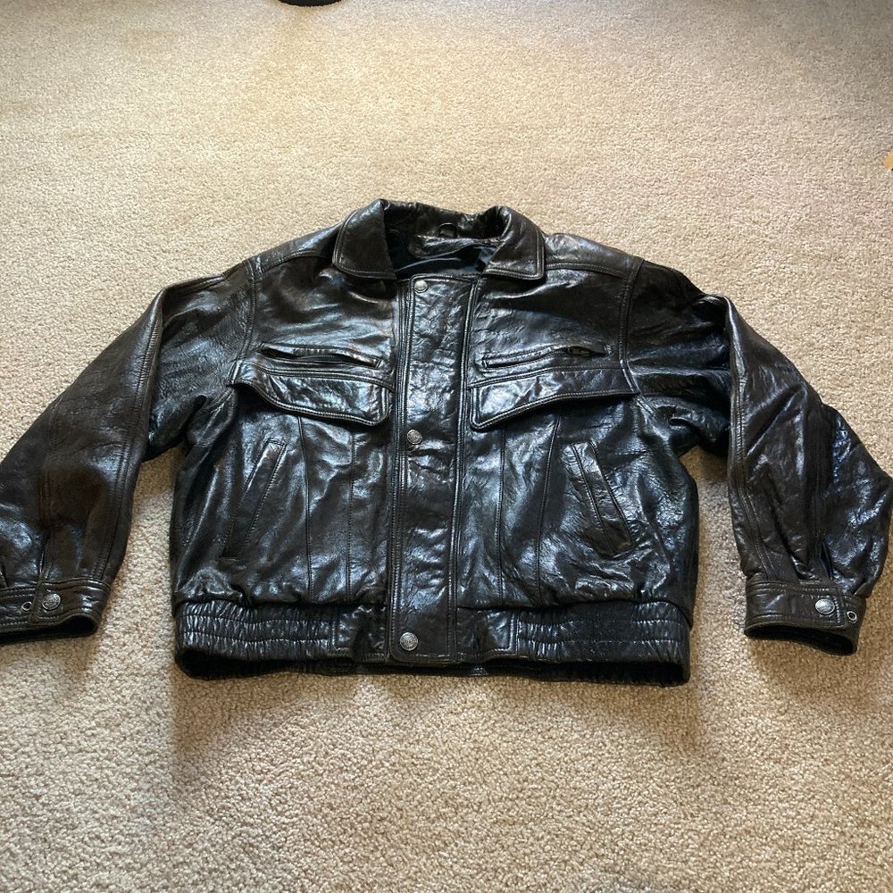 Vintage Wilson's Leather Coat Jacket Size M Brown Full Zip Bomber Motorcycle